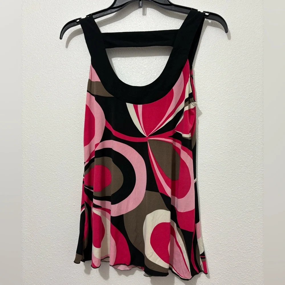 Byline California Sleeveless Straps Top Colorful Blouse Summer Happy Size M - Picture 3 of 3